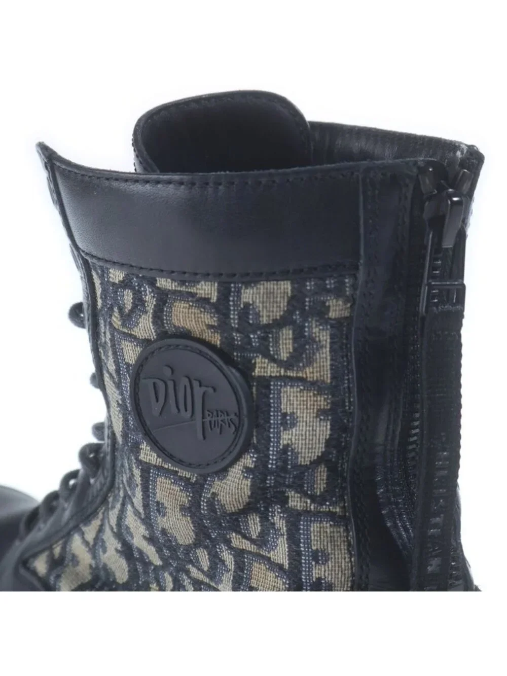 Dior Oblique Jacquard Smooth Calfskin Boots Black Beige